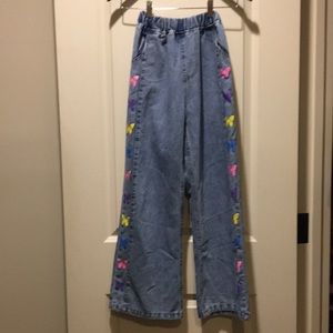 Butterfly jeans high rise wide leg elastic faux fly pockets(170)no brand tag